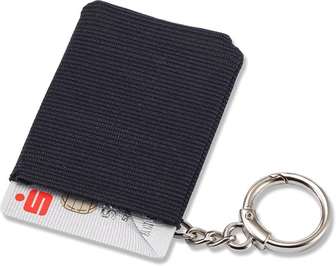 Nylon Thread Wallet - Front Pocket Minimalist Wallet for Men and Women with a Classy D-Ring and Anchor Chain - Classy Slim Wallet Card Holder (Bla...