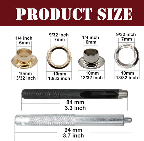 Raydodo 140 Sets Reinforced Grommet Kit, 1/4 Inch Metal Brass Eyelet Kit with 3 Pieces Grommet Tool Boot Eyelet Repair Kit and Grommets for Fabric...