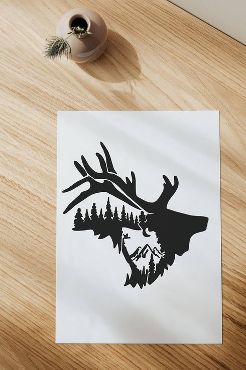 Bull Elk Stencil, Reusable 10 mil Mylar, for Airbrush, Murals, Tees, and More, DIY Art & Craft Supplies STENCILAIR...