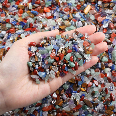 Decorative Tumbled Gravel Chakra Colorful Crystals Chip Polished Bulk Natural Gem Aquarium Gravel Rocks Pebbles Fish Tank Gravel Vase Filler Succu...