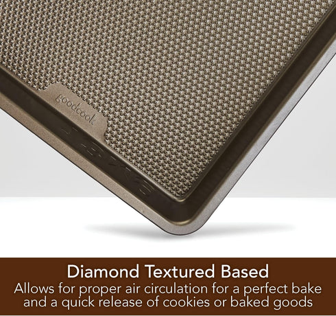 GoodCook Sweet Creations Textured Nonstick Medium Sheet Cake Pan, 13" x 9" x 2", Champagne Pewter...