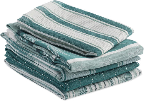 DII Assorted Pattern Kitchen Dishtowels and Dishcloth Set of 5, North Sea...