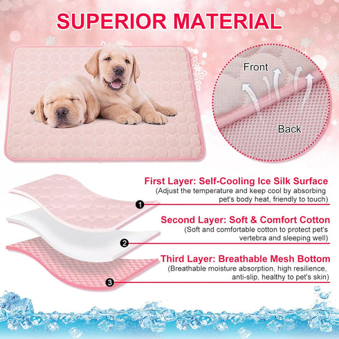 Pet Dog Cooling Bed Mats,Self Cooling Pet Dog Cool Mat Pads for Dogs Cats Indoor and Outdoor (X-Large(28x40 inch), Pink)...
