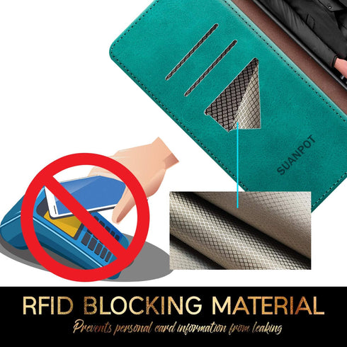 SUANPOT for iPhone XR 6.1 (Non XS 5.8",XS Max 6.7") Leather Wallet case with RFID Blocking Credit Card Holder Flip Folio Book Phone Cover Shockpro...
