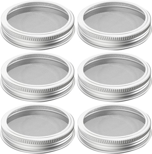 304 Stainless Steel Sprouting Lids for Wide Mouth Mason Jars and Making Organic Sprout Seeds 6 Pcs...