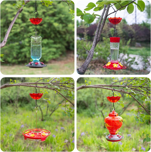 Ant Moat for Hummingbird Feeders, and Oriole Feeders, 5 OZ x 2 Pack Red Umbrella Ant Guard with Large Capacity, Hummingbird Feeder Accessory Hooks...