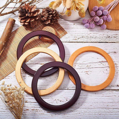 PH PandaHall 4pcs Wood Bag Handle, Round Handles Replacement 5.2 Inch Purse Handle Smooth Handbag Handle Decorative Handles for Straws Beach Canva...
