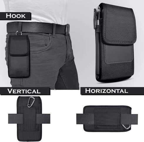 Cell Phone Pouch Belt Holster Case for iPhone 15, 15 Pro 14, 14 Pro 13 Pro, 13 12 Pro Xs X 11 XR Samsung Galaxy S24 S23 S22 S21 S20 S10 S9, ID Car...