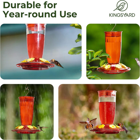 Kingsyard Hummingbird Feeder for Outdoors Hanging - 6 Bee Guard Feeding Ports & Built-in Ant Moat, Wild Bird Feeder for Outside Garden Yard Patio ...