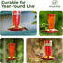 Kingsyard Hummingbird Feeder for Outdoors Hanging - 6 Bee Guard Feeding Ports & Built-in Ant Moat, Wild Bird Feeder for Outside Garden Yard Patio ...