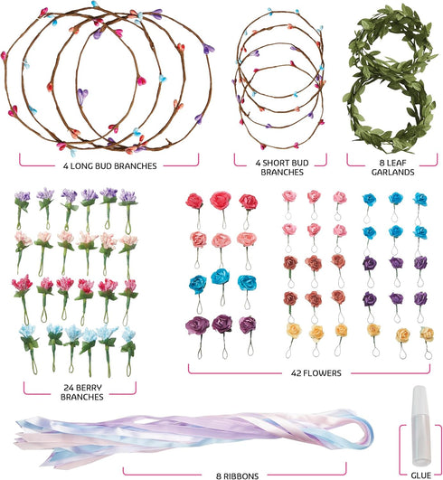 Flower Crown & Bracelet Making Kit for Kids - Crafts for Girls Ages 6-8 Years Old - Arts & Craft Birthday Gifts for Girl Age 6, 7, 8, 9, 10 Year O...