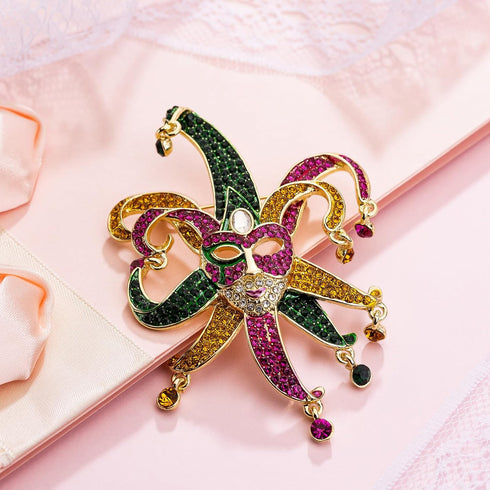 Mardi Gras Brooches for Women, Mardi Gras Pins, Large Mardi Gras Masks Brooch Pins for Women Fashion, Mardi Gras Accessories for Women, B06A...