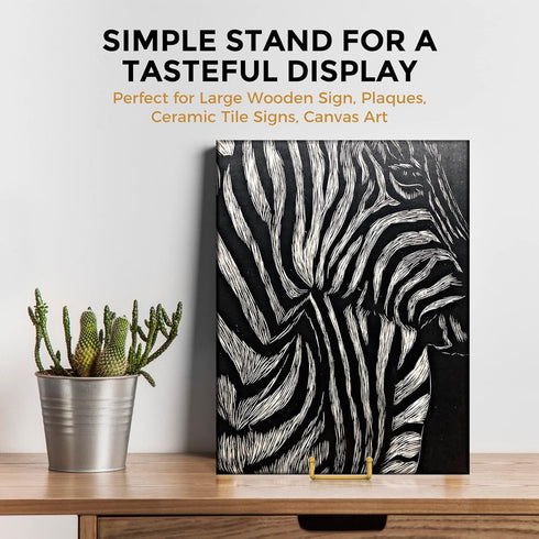 TR-LIFE 4 Pack 8 Inch Plate Stands/Holder for Display, Large, Gold Metal Picture Stand, Decorative Platter, Book, Plaques, Photo Frame Easel...