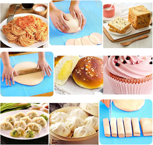 27.6x19.7in Silicone Baking Mat Sheet Pastry Mat with Measurement, Non-Slip Pastry Rolling Mat, Non-Stick Dough Kneading Board Mat, Bread Fondant ...