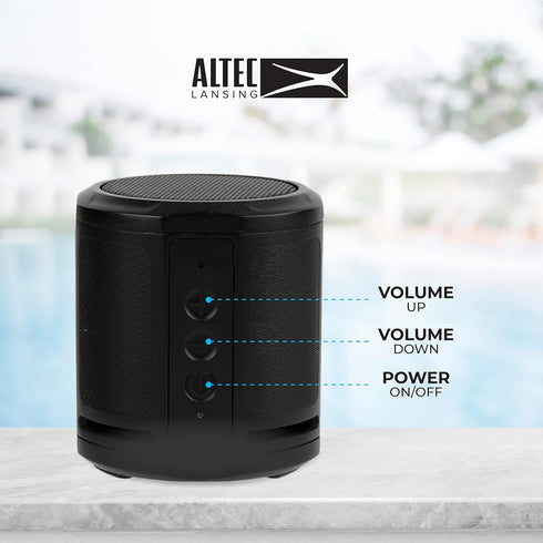 Altec Lansing HydraMicro - Waterproof Bluetooth Speaker, Lightweight & Portable Speaker for Travel & Outdoor Use, Black...