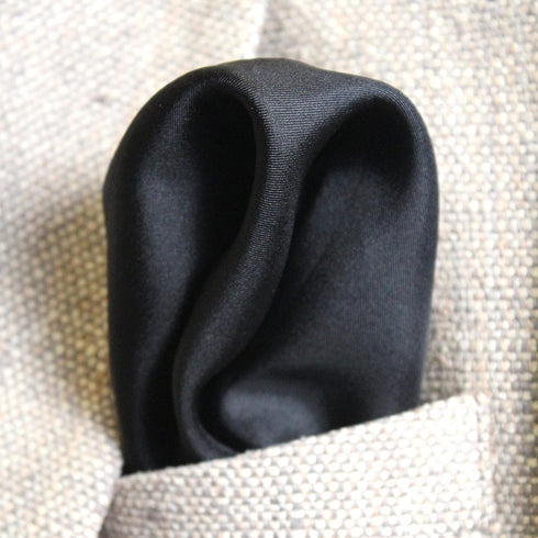 Fine Black 100% Silk Pocket Square for Men Full-Sized 17"x17"...