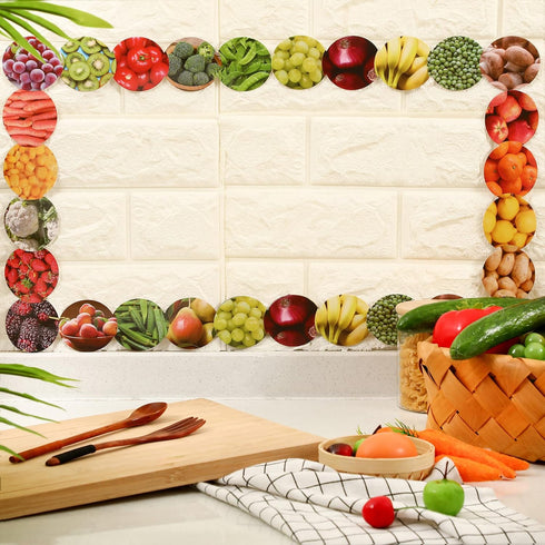 Geyee 60 Pcs Fruits and Veggies Themed Bulletin Board Border School Cafeteria Decorations Straight Border Trim for Classroom Decoration Bulletin B...