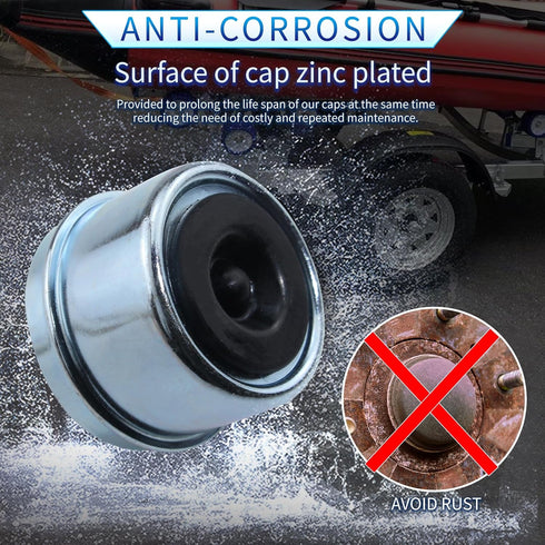 2PCS 1.98" Trailer Hub Dsut Cap,Trailer Axle Wheel Bearing Dust Cap Cup Grease Cover with 2 Rubber Plugs,Hub Dust Caps for Most 2000 to 3500 Pound...