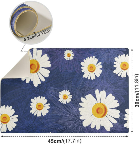 Coffee Mat Leather Coffee Bar Mat Coffee Maker Mat for Countertops Absorbent Dish Drying Mat 18x12Inch Blue Sunflower...