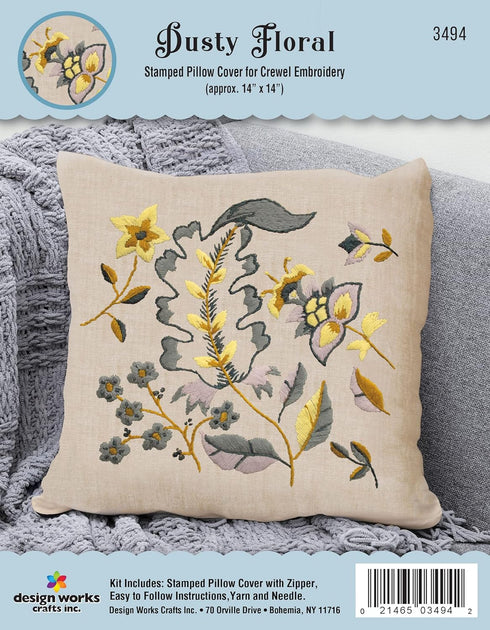 Design Works Crafts Dusty Floral Crewel Pillow Kit, Multi......