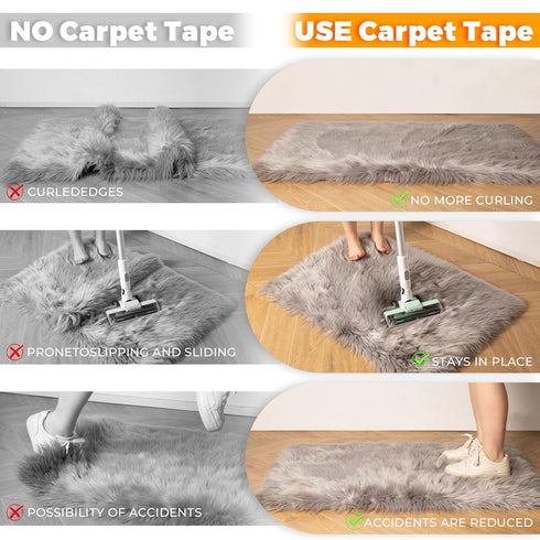 Double Sided Carpet Tape for Area Rugs -Rug Tape 2 Inch x 12 Yards - Residue-Free Heavy Duty Rug Tape Gripper for Hardwood Floors?Removable,...
