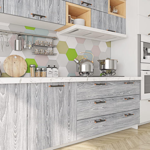 Livelynine Grey Wood Contact Paper Peel and Stick Wallpaper for Cabinets Kitchen Classroom Gray Wood Contact Paper for Desk Countertops Dresser Ta...