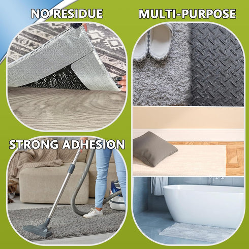 Rug Carpet Non Slip Grippers, 16Pcs Large Carpet Tape Pads Reusable, Removable Strong Adhesive No Damaging for Floor, Double Sided Rug Carpet Tape...