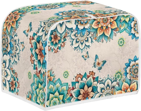 4 Slice Toaster Covers Boho Butterfly Print Bread Toaster Cover Anti-Sputtering Toaster Dust Cover, Washable Kitchen Appliance Protector, Green an...