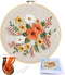 KISSBUTY Embroidery Kit with Pattern, Bamboo Hoop, Color Threads, Floral Pattern (Flowers), for Kid......