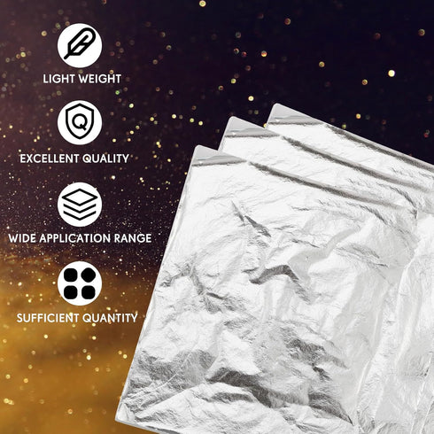 Qilery 500 Pcs Silver Leaf Sheets Silver Foil Gilding Thin Foil Paper for Crafts Imitation Metallic Silver Foil Flakes for Home Nail Arts Project ...