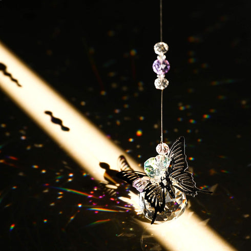 WEISIPU Crystal Hanging Decorations - Hanging Ornament Crystals Butterfly Suncatchers with Clear Crystal Ball for Home, Office, Garden Decoration,...