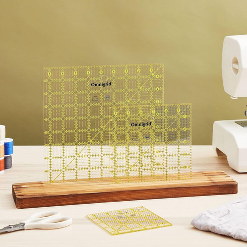 5-Slot Wooden Quilting Ruler Stand and Template Organizer, Sewing Accessories and Supplies 17 x 4 in...