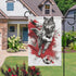 Wolf Playing Soccer Garden Flag Silver And Black House Yard Flag Seasonal Holiday Outside Holiday Decoration Home Decor Double Sided Flag 12x18inc...