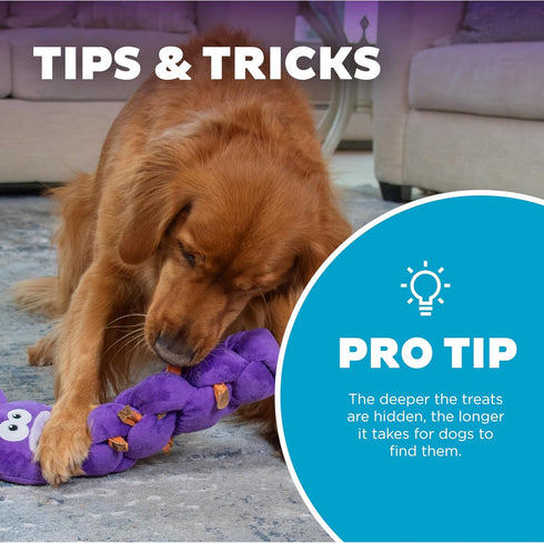 Outward Hound Nina Ottosson Twistiez Interactive Plush Dog Puzzle Dog Enrichment Toys Dog Treat Puzzle, Plush, Purple...