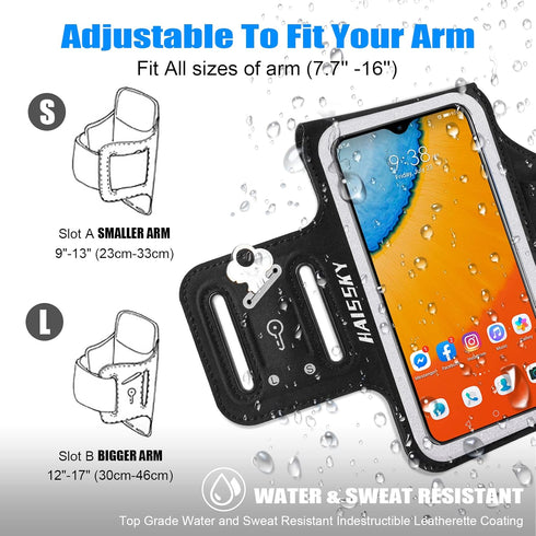 HAISSKY Running Armband with Earbuds Bag Cell Phone Armband for iPhone 14 13 12 11 Pro Max XR XS X, Galaxy S20 S10 Sweat Resistant Sports Phone Ho...