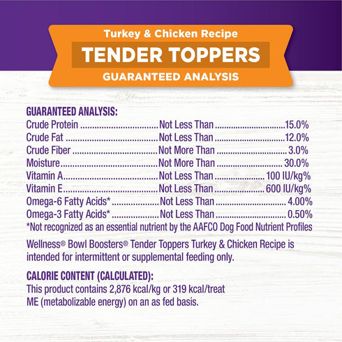 Wellness Tender Toppers (Previously Core Bowl Boosters), Grain-Free Natural Dog Food Toppers or Mixers, Made with Real Meat (Turkey & Chicken, 8 o...