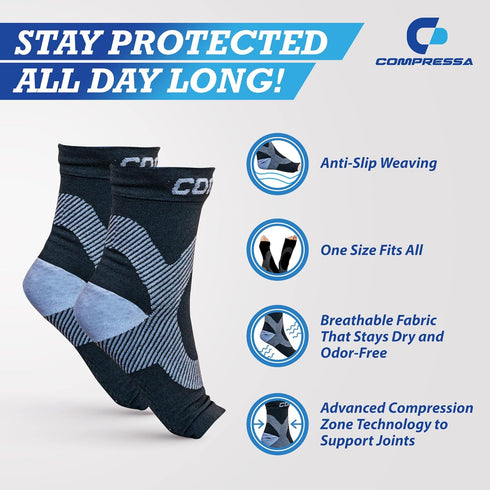 Compressa Compression Socks for Women & Men - Ankle Compression Sleeve with Premium Non-Slip Support Joint Pain, Muscle Recovery, Arthritis Relief...