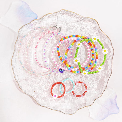 Redtwo 8000pcs 3mm Glass Seed Beads for Bracelet Making Kit, Small Beads Friendship Jewelry Making Kit, Tiny Waist Beads Kit with Letter Beads and...