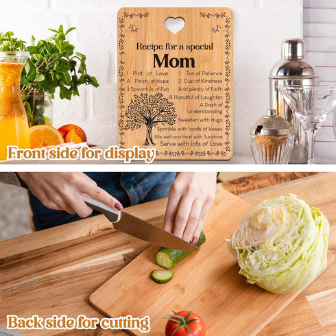 Gifts for Mom, Mom Birthday Gifts, Birthday Gifts for Mom, Best Mom Gifts from Daughter Son, Cutting Board with Warm Words 'Recipe for a Special M...