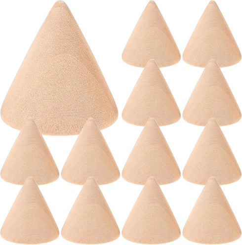 SUPVOX 10pcs Natural Wood Cone Ring Holders Unpainted Wooden Cones to Craft Paint Jewelry Display Stand 3.1cm...