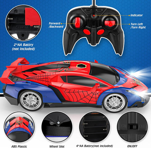 Growsland 2024 Remote Control Car for Kids, RC Cars for Boys Kids 1:18 Electric Vehicle Toy Car Hobby Racing Car Toys with Lights & Controller, Bi...