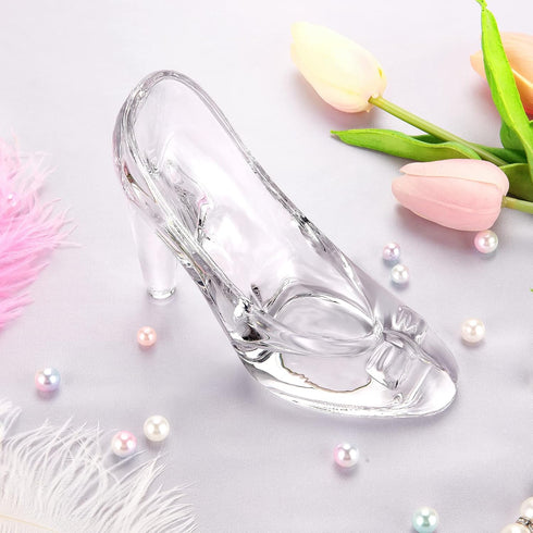 Cinderella Shoe Decor, Crystal High Heels Shoes Ornaments Glass Slipper Decoration Gift for Wedding Birthday Halloween Christmas Party, Transparen...