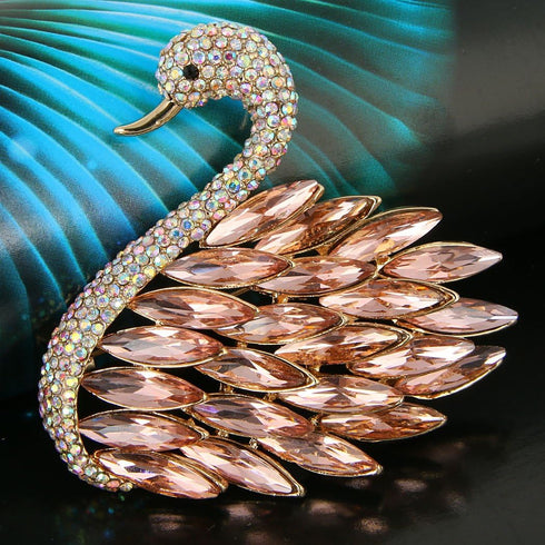 EVER FAITH Women's Austrian Crystal Elegant Swan Feather Animals Pendant Brooch...