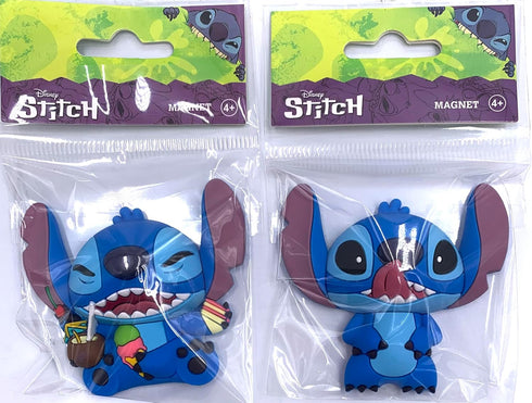 Disney Stitch 3D Foam Magnet Set - Stitch with Tongue and Stitch with Food Magnets - Magnet for Refrigerators and Lockers...