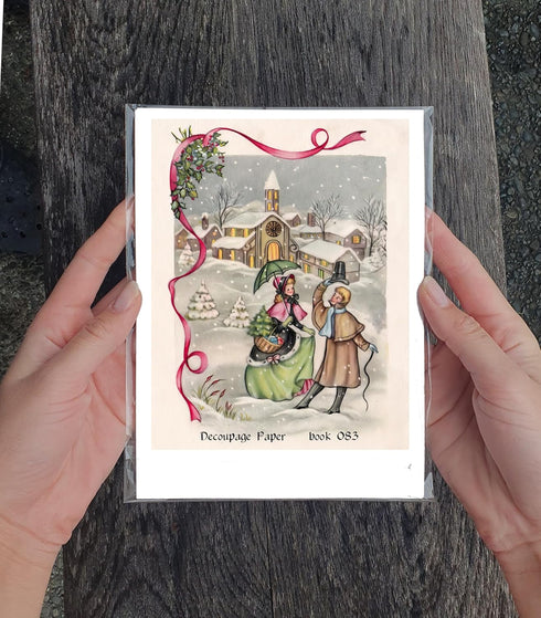 Decoupage Paper Pack (35 Sheets 6"x8") Christmas Scenery FLONZ Vintage Styled Christmas Pictures Cards for Decoupage, Craft and Scrapbooking...