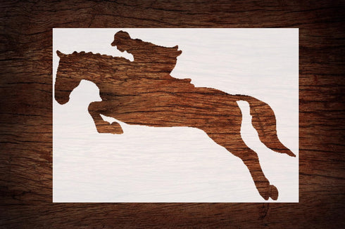 Reusable Horse Jumping Stencil 11" x 8.5" - Custom Equestrian Design for Dynamic Crafts...
