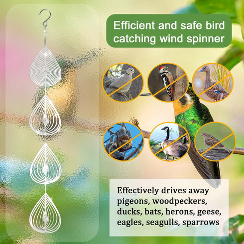 3pcs Water Droplets Bird Reflectors, Metal Disc Highly Reflective Double-Sided Water Droplets Wind Spinner Bird Devices Keep Birds Away from Garde...