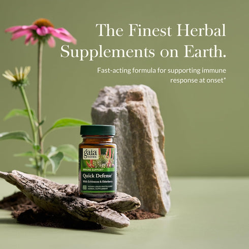 Gaia Herbs Quick Defense - Fast-Acting Immune Support Supplement for Use at Onset of Symptoms - with Echinacea, Black Elderberry, Ginger & Androgr...