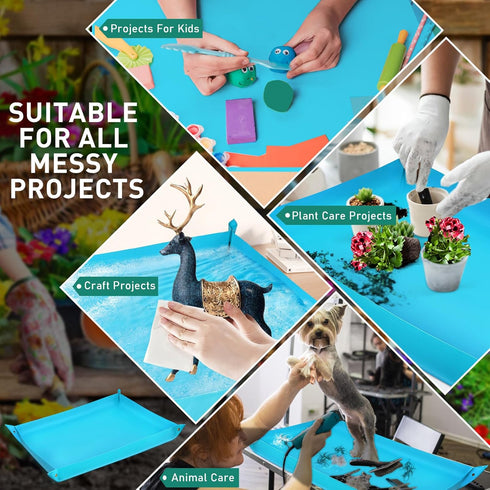 Repotting Mat for Indoor Plants, Waterproof Potting Mat for Indoor Plant Transplanting and Dirt Control, Portable Potting Mat Gifts for Plant Love...