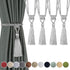Fenghuangwu Curtain Tiebacks Tassel Tie-Backs, Rope Curtain tie Backs Handmade Curtain Holdbacks Made from Polyester (Silver, 4p)...